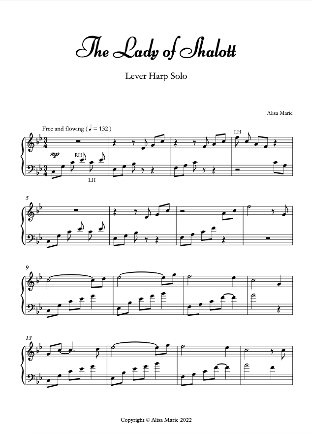 The Lady of Shalott - Harp Sheet Music