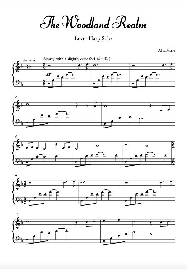 The Woodland Realm - Harp Sheet Music