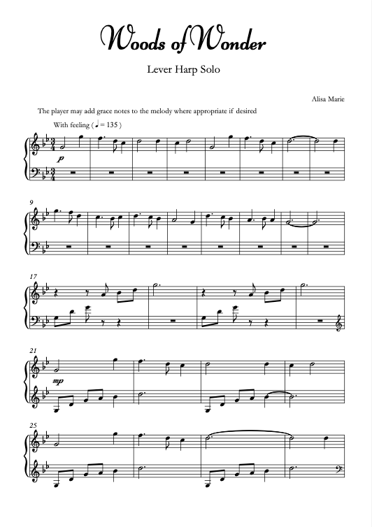 Woods of Wonder - Harp Sheet Music